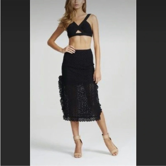 Alice McCall black lace  Golden midi skirt - Picture 1 of 10